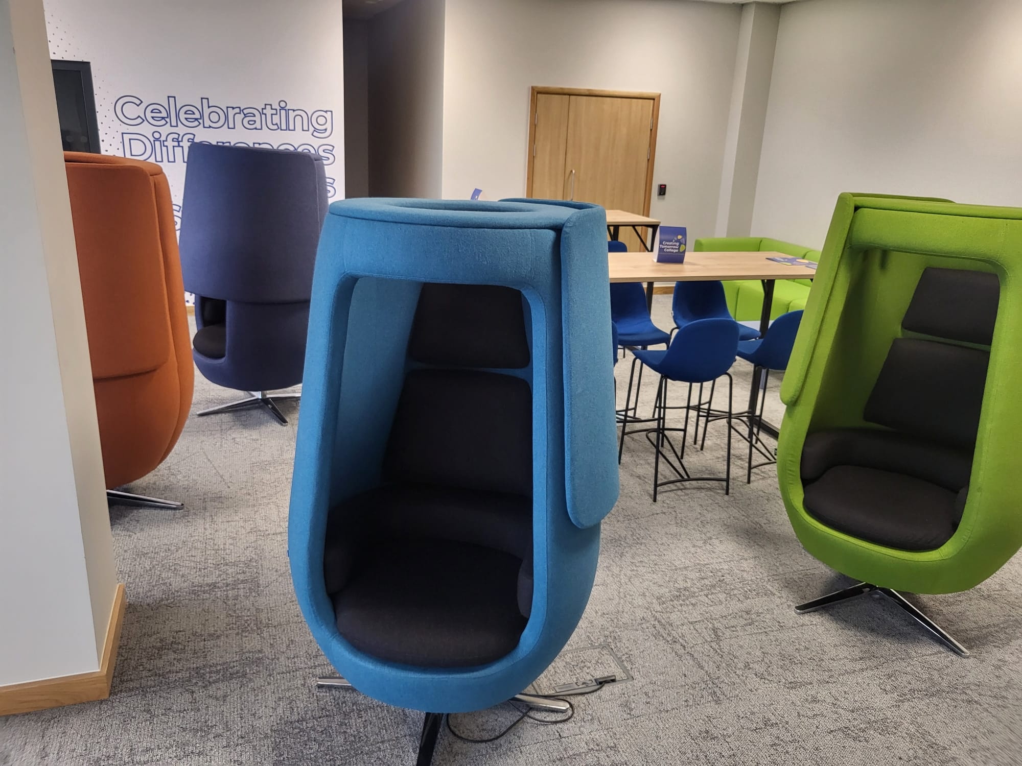 Comfy egg chairs at Iron Mountain